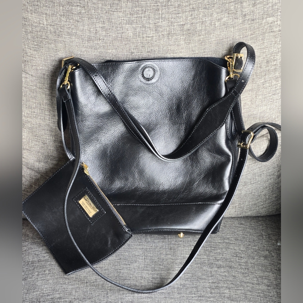 Viola Castellani Black Genuine leather shoulder Crossbody Bucket Bag Purse